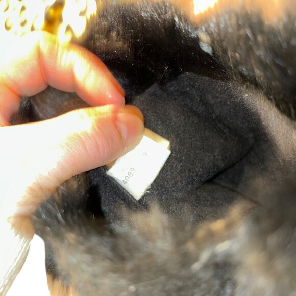 Minnetonka vintage black real fur suede tooled leather tirm boots 6 - Picture 3 of 7